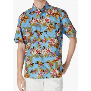 New Isle Bay Linens Men's Relaxed Fit Blend Tropical Aloha Short Sleeve Shirt